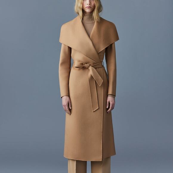 MACKAGE MAI-CN Tan XXL - Brand New Belted Wool Long Wrap Coat - Picture 2 of 8